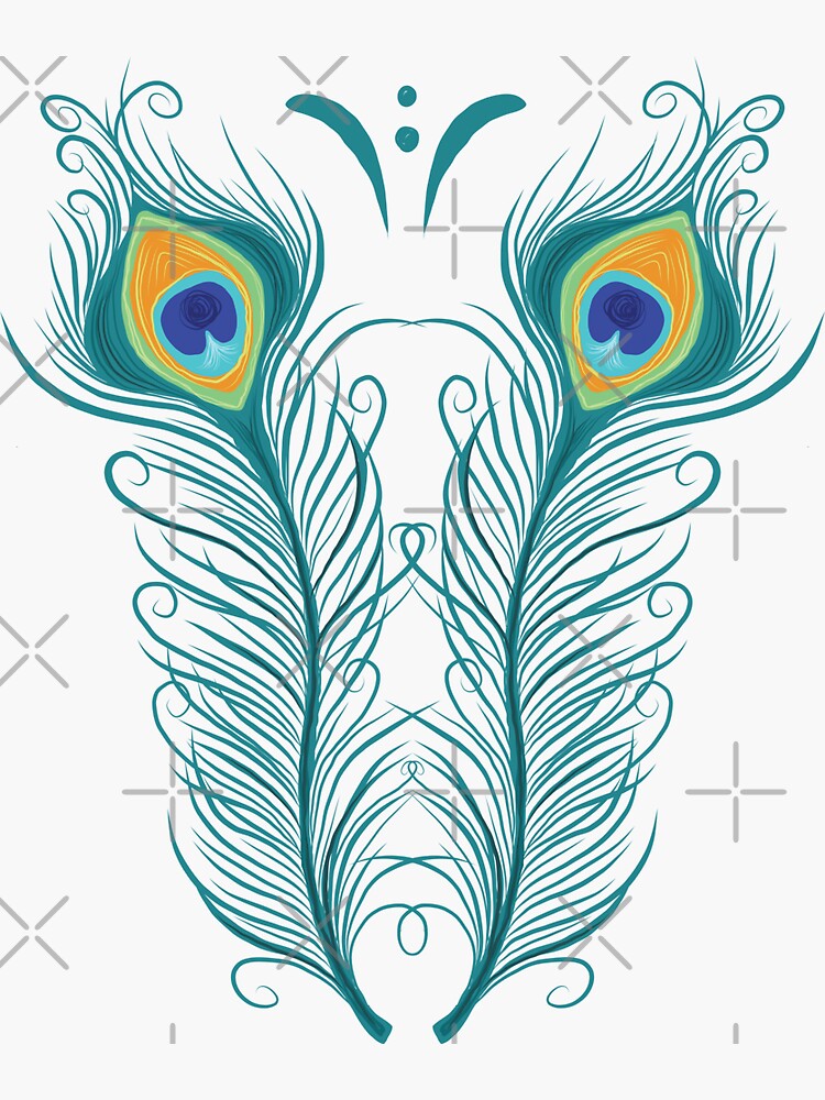 Peacock Feathers Sticker For Sale By Courbebleue Redbubble 8623