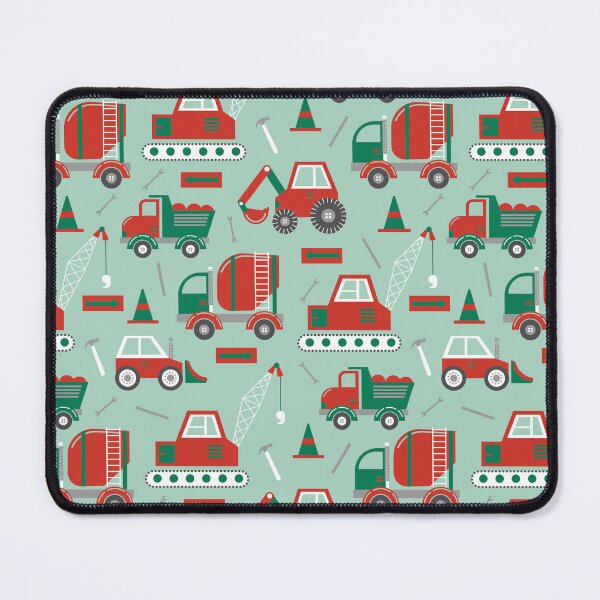 Item preview, Construction Trucks on Christmas Mint designed and sold by latheandquill.