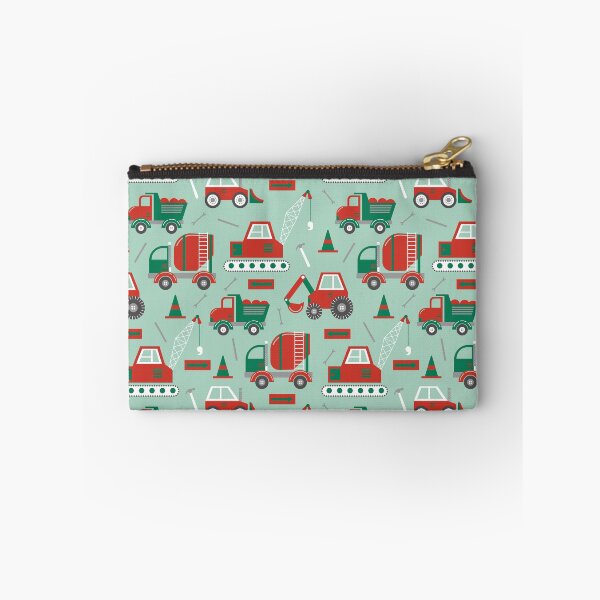 Item preview, Construction Trucks on Christmas Mint designed and sold by latheandquill.