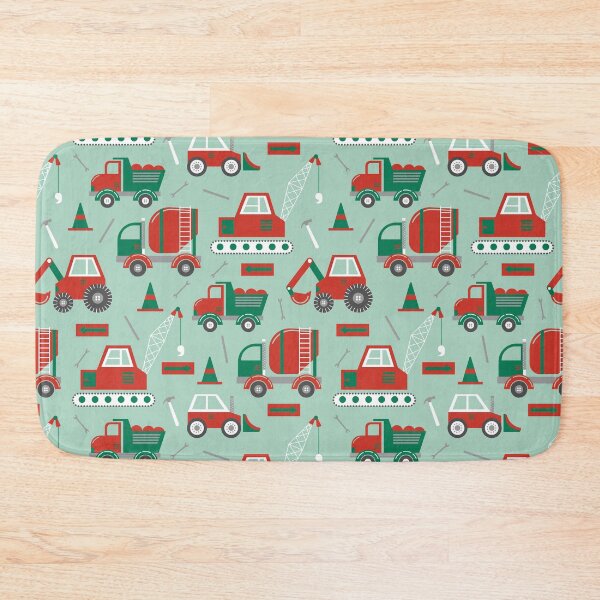Item preview, Construction Trucks on Christmas Mint designed and sold by latheandquill.