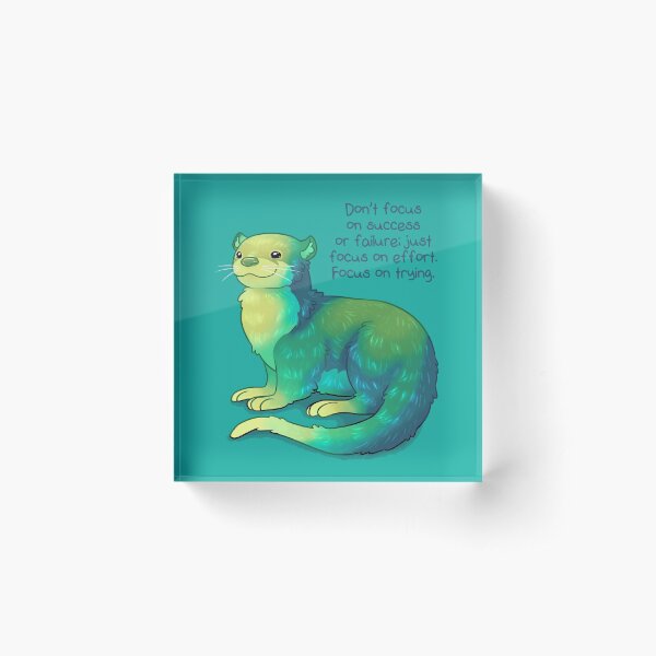 "Focus on Trying" River Otter Acrylic Block