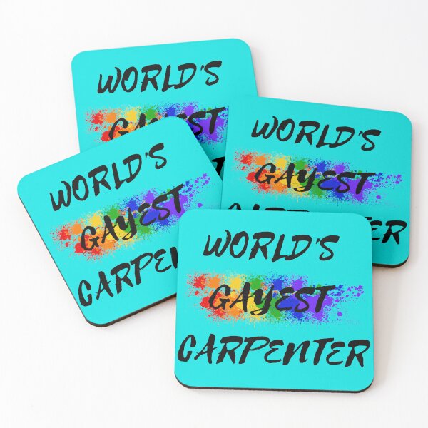 Item preview, World's Gayest Carpenter Rainbow Color Splash For Gay Carpenters For Pride Month In Cyan designed and sold by LuckyKermit.