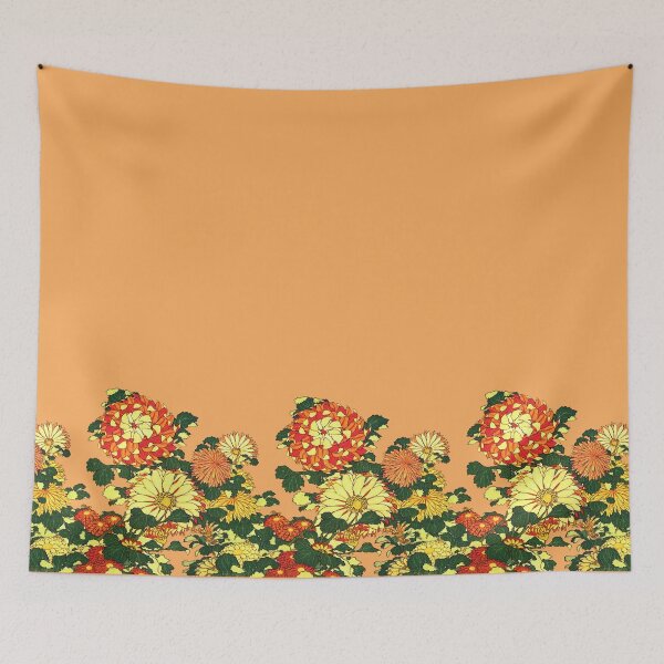 Item preview, Japanese Flower Border, Mandarin Orange and Gold  designed and sold by Marymarice.