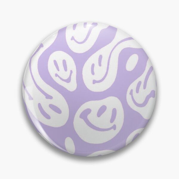 Item preview, purple smiley positivity aesthetic pin designed and sold by madebylauren.