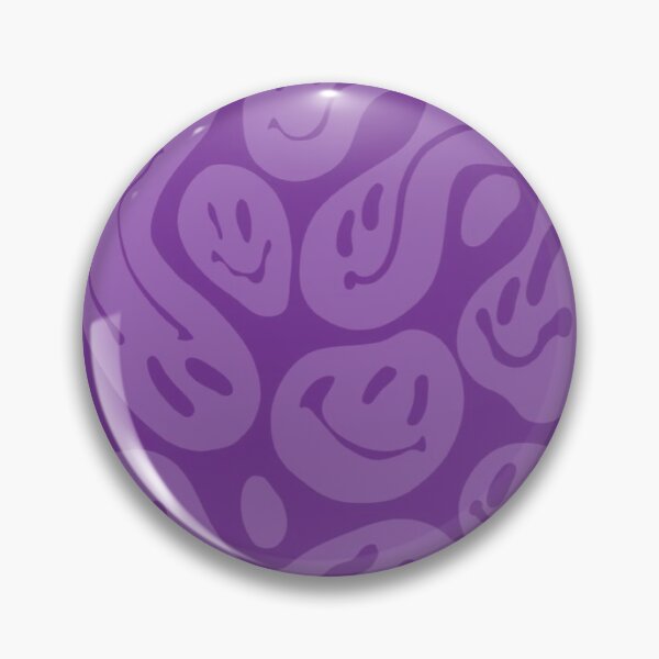 Item preview, purple smiley positivity aesthetic pin designed and sold by madebylauren.