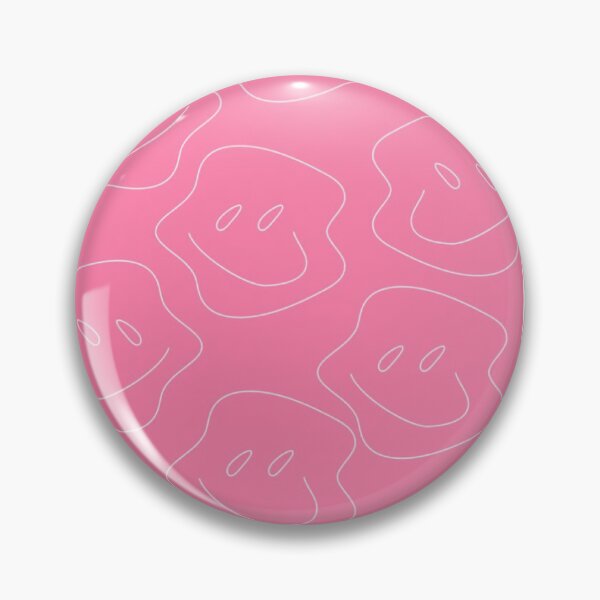 Item preview, Pink smiley positivity aesthetic pin designed and sold by madebylauren.