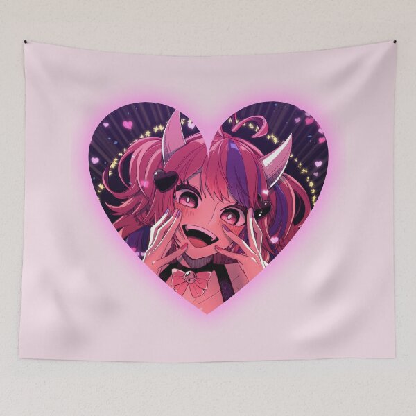 Item preview, Ironmouse Cute Vtuber Girl Neon Heart Frame with Devil Horns designed and sold by creativille.