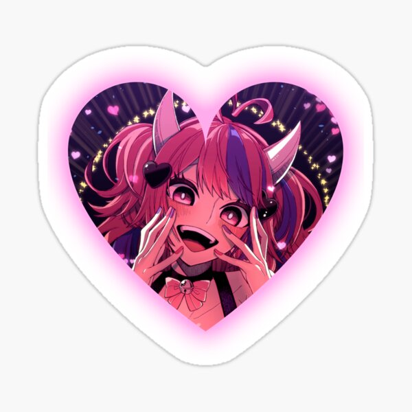 Item preview, Ironmouse Cute Vtuber Girl Neon Heart Frame with Devil Horns designed and sold by creativille.
