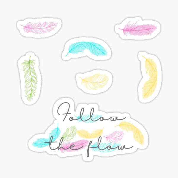 Follow the flow Bird feathers Angels Black design Sticker