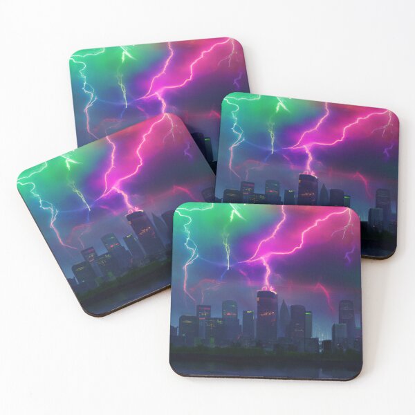 Item preview, Neon Lightning Striking City designed and sold by Zestpond.
