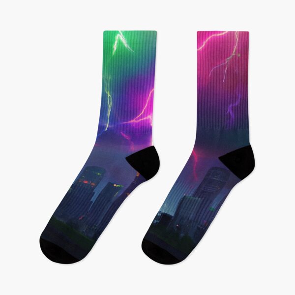 Item preview, Neon Lightning Striking City designed and sold by Zestpond.