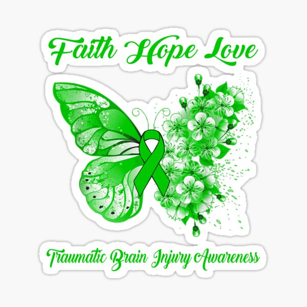 Item preview, Faith Hope Love Traumatic Brain Injury Awareness Butterfly Ribbon Gifts designed and sold by Adropine.