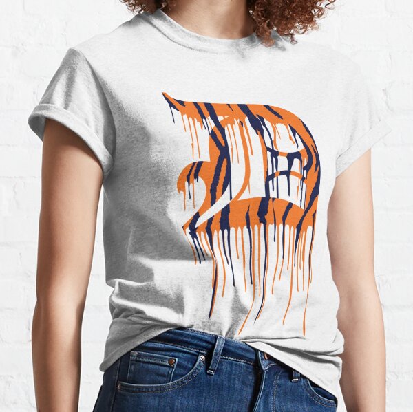 Detroit Baseball Tigers print 'D' Drip T-Shirt