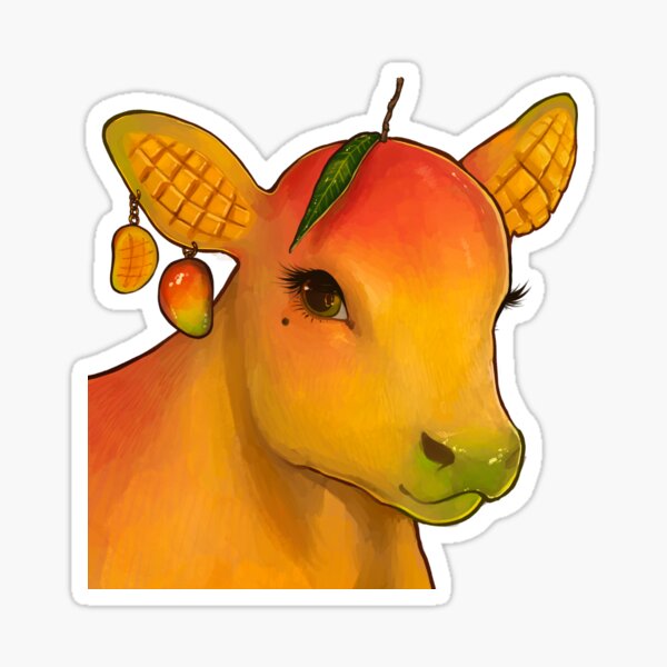 "mango cow !!" Sticker for Sale by priskalee Redbubble