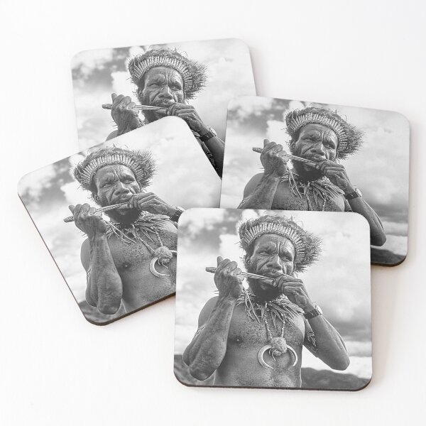 Item preview, Papua New Guinea Villager Playing Handmade Flute designed and sold by DEC02.