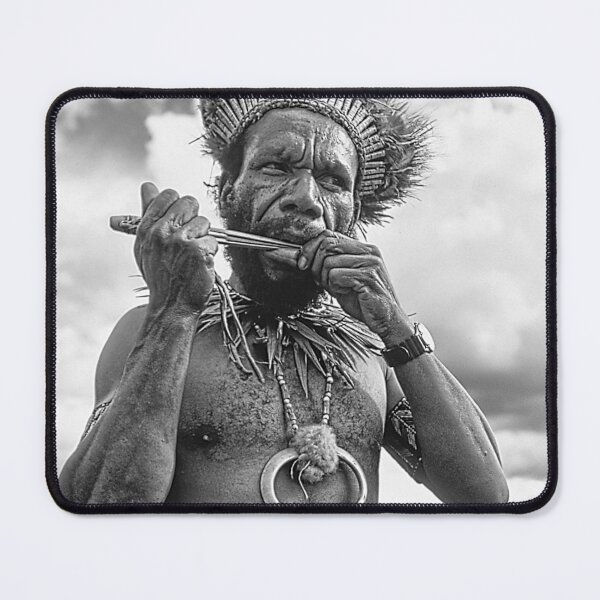 Item preview, Papua New Guinea Villager Playing Handmade Flute designed and sold by DEC02.