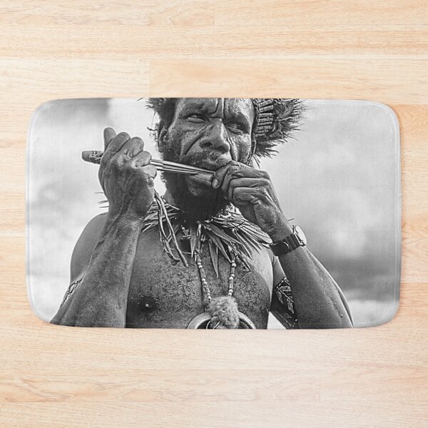 Item preview, Papua New Guinea Villager Playing Handmade Flute designed and sold by DEC02.