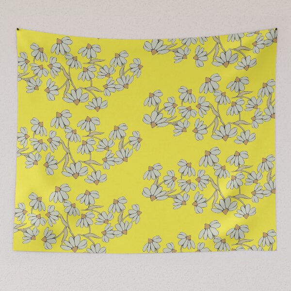 Item preview, Cheerful bands of white cartoon daisies in sunshine  designed and sold by AngelDawnDesign.