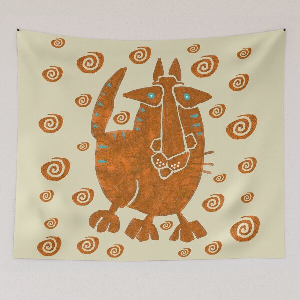 Item preview, Primitive Art Cat III copper red designed and sold by cuprum.