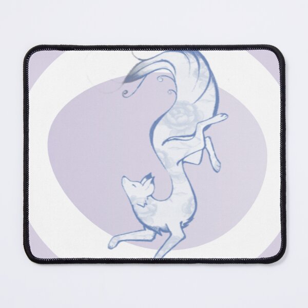Item preview, Fine blue fox with blue roses and soft lilac background  designed and sold by Corinne Alexa Jackson.