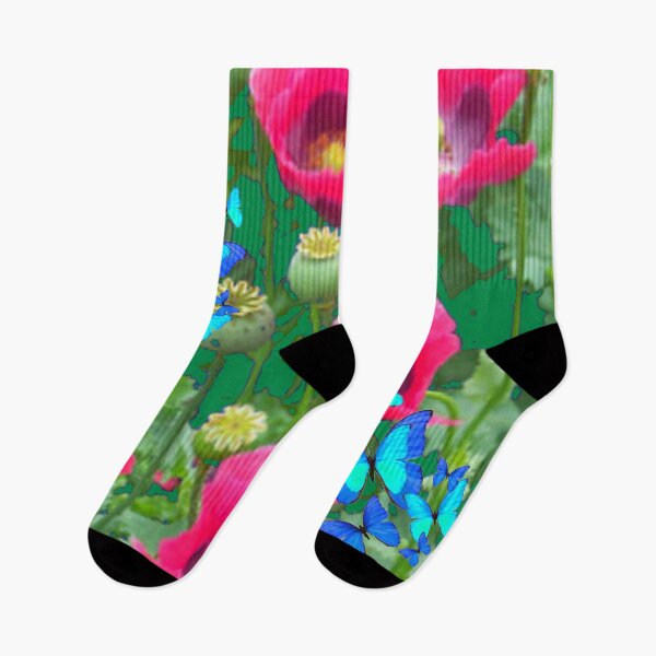 Item preview, PINK GARDEN POPPIES BLUE BUTTERFLIES PATTERN designed and sold by sharlesart.