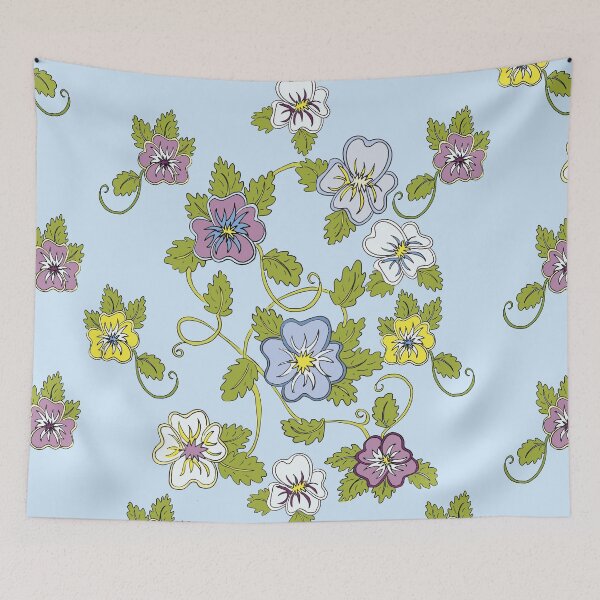 Item preview, Cheerful cartoon pansy vines with multi colored flowers designed and sold by AngelDawnDesign.