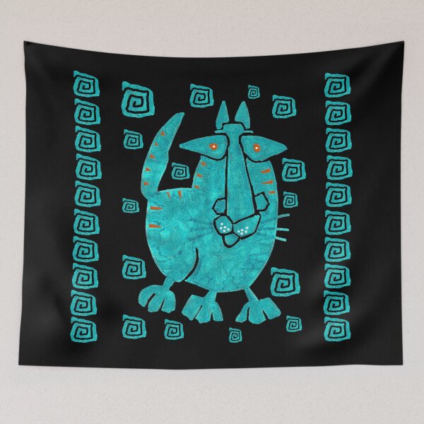 Item preview, Primitive Art Cat III azul cobre designed and sold by cuprum.