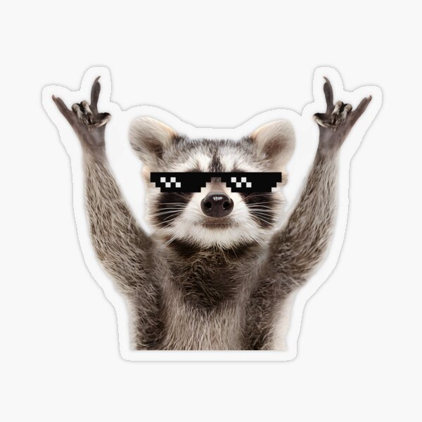 Item preview, Raccoon Rock Sign Funny Glasses designed and sold by stickersworld31.