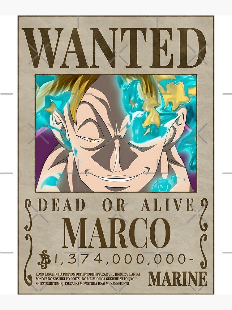 Lámina rígida for Sale con la obra «Bounty Marco The Fenix One Piece Wanted  Poster» de One Piece Bounty Poster