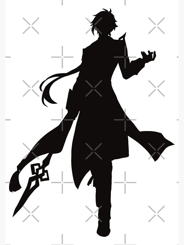 "Black Silhouette of Zhongli from Genshin Impact game" Poster for Sale