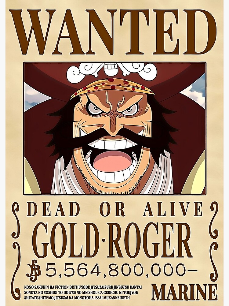 One Piece Gol D Roger Bounty Wanted Poster for Sale by