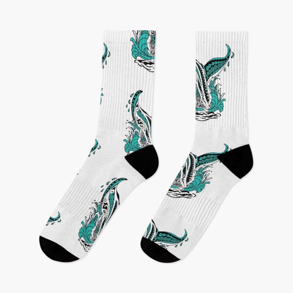 Item preview, Vintage Hawaiian Whales Tail Teal And Black Tattoo - Sticker - Decal designed and sold by sunnthreads.
