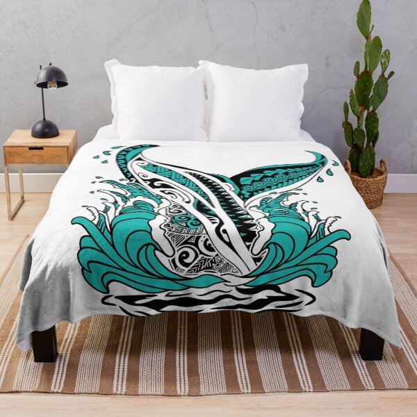 Item preview, Vintage Hawaiian Whales Tail Teal And Black Tattoo - Sticker - Decal designed and sold by sunnthreads.