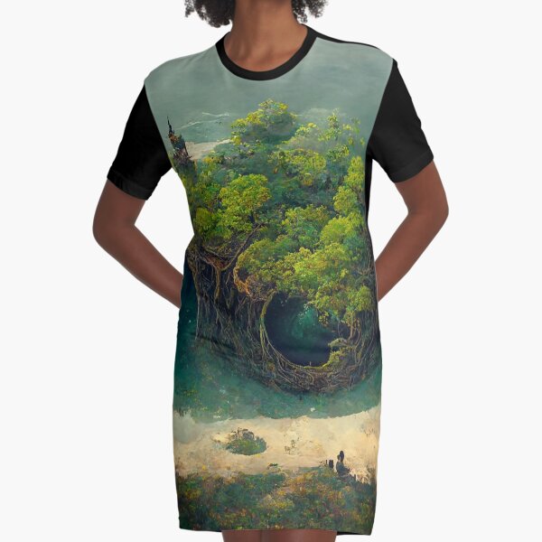 Tropical Island #3 Graphic T-Shirt Dress