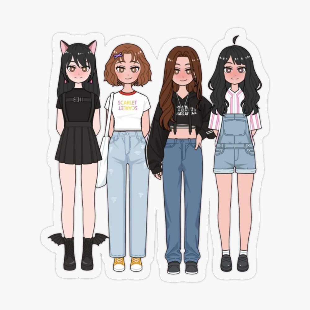 4 cute anime friends | Art Board Print