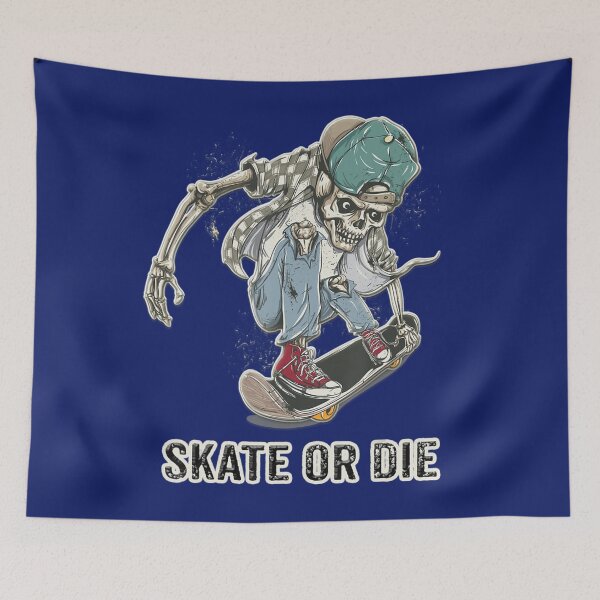 Item preview, Skeleton Skateboarding Skate Or Die Saying Skateboard designed and sold by KrystClear.