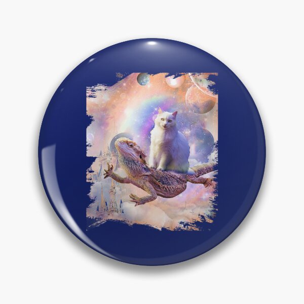 Item preview, Space Cat Riding Bearded Dragon Lizard designed and sold by KrystClear.