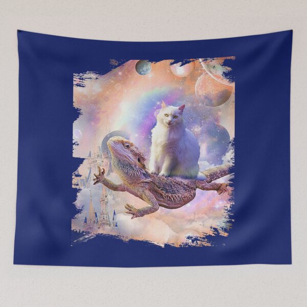 Item preview, Space Cat Riding Bearded Dragon Lizard designed and sold by KrystClear.