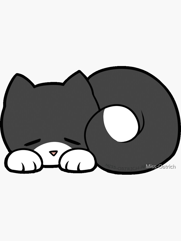 Sleepy Cat Black And White Sticker For Sale By Miss Ostrich Redbubble 3557