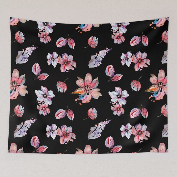 Item preview, Floral Retro Vintage Flowers best for Pillow,bath mats,shower curtain,throw blankets and tapestries designed and sold by Fairies Flower  Garden.