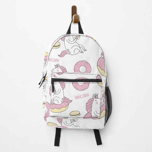 Item preview, Party unicorn in pink donut eating a cupcake pattern designed and sold by Corinne Alexa Jackson.