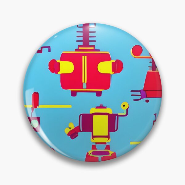 Item preview, Robots on blue background designed and sold by Kybruno's Creations.
