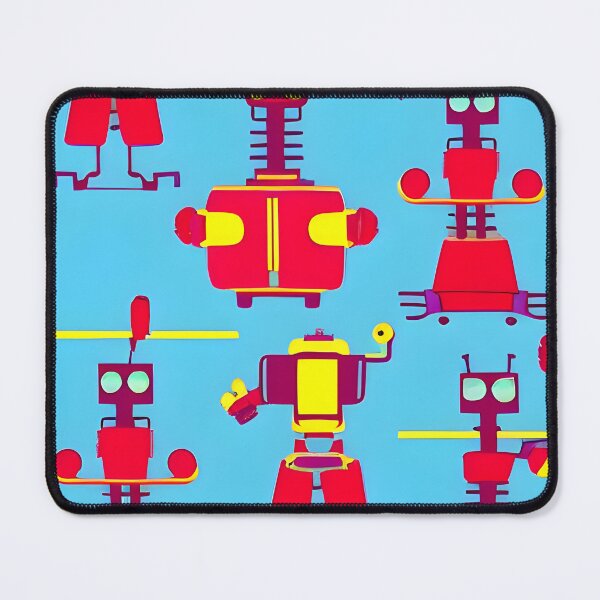Item preview, Robots on blue background designed and sold by Kybruno's Creations.