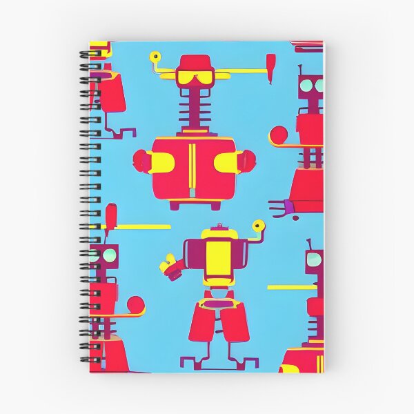 Item preview, Robots on blue background designed and sold by Kybruno's Creations.
