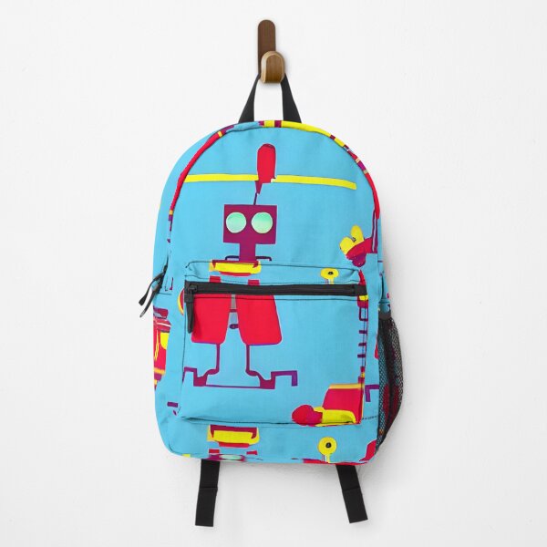Item preview, Robots on blue background designed and sold by Kybruno's Creations.