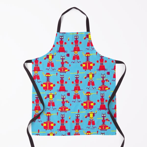 Item preview, Robots on blue background designed and sold by Kybruno's Creations.