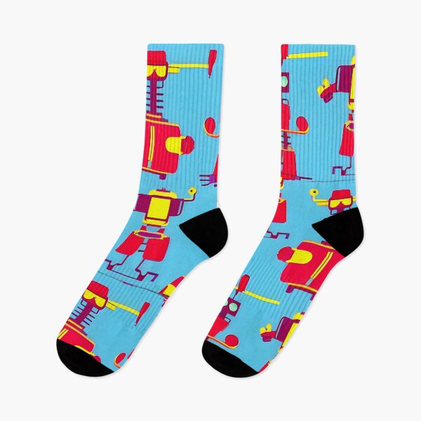 Item preview, Robots on blue background designed and sold by Kybruno's Creations.