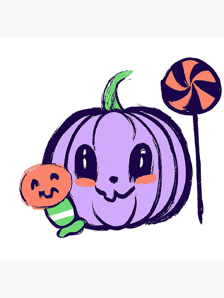 Purple Halloween Pumpkin Art Print by Mydream