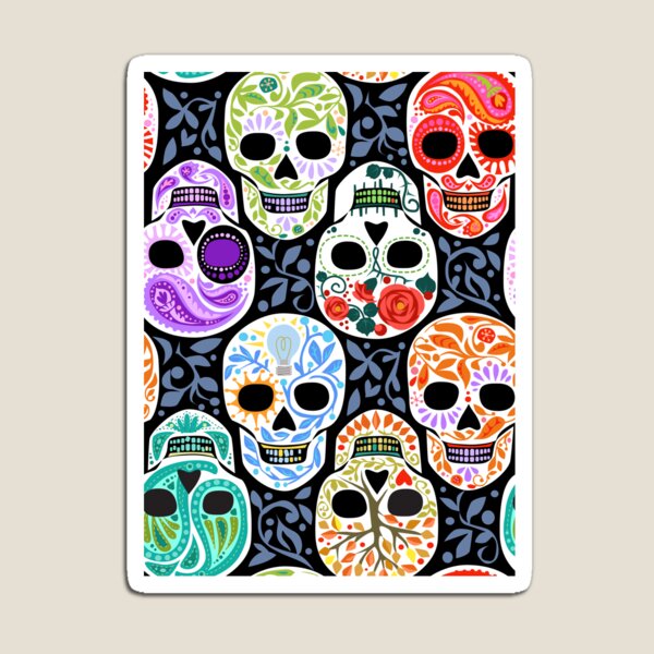 Sugar Skulls Calaveras repeat in Color Magnet