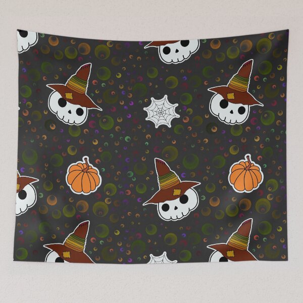Item preview, Cute Witch Skull Halloween Pattern designed and sold by AutumnJude Rowan.